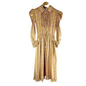 Horror Vacui Pernille Floral Cottagecore Bohemian Midi Dress Size XS
